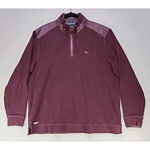 Tommy Bahama Men Sweater Sz XL Roger Point Islandzone 1/4 Zip Pullover Rum Berry
